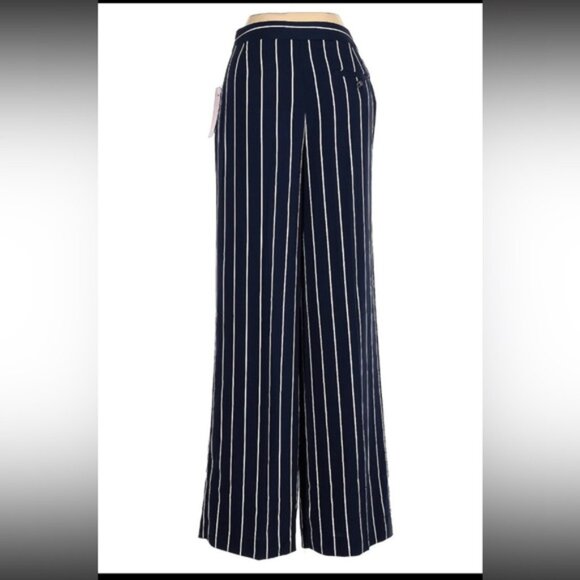 Ralph Lauren Navy and White Wide-Leg Pants - Picture 2 of 3